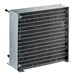 A Main Street Equipment condenser coil, a metal square object with metal bars on the inside and a fan on top.