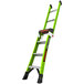 A Little Giant green fiberglass ladder with black handles.