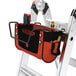 A Little Giant multi-position ladder with a tool bag attached to the top.