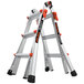 A Little Giant aluminum articulated extendable ladder with two legs.
