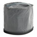 A grey fabric cylinder with black rubber band handles.