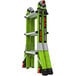 A green and orange Little Giant Dark Horse 2.0 ladder with wheels.