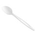 A Stalk Market white CPLA spoon with a handle.