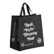 A black RediBag USA reusable shopping bag with white text that says "thank you for shopping"