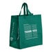 A green RediBag USA reusable shopping bag with white text that says "thank you".