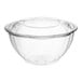 A clear plastic Choice salad bowl with a lid.