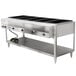 A Vollrath stainless steel electric hot food table with five sealed wells on a counter.