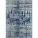 An Abani Casa Collection cream and navy rug with abstract squares.