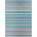A close up of a Couristan Cape Brockton area rug with blue and white stripes.