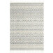 An Abani Cabo Collection beige and gray area rug with a diamond pattern and fringes.