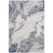 An Abani Atlas Collection area rug with a gray and blue marble pattern.