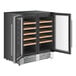 An AvaValley black and silver wine refrigerator with glass doors.