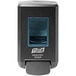 A Purell graphite gray manual soap dispenser with a clear window and a blue label.