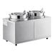 A stainless steel Carnival King food warmer with two inset pots and lids.