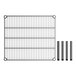 A metal grid with four black rods on a white background.