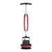A black and red Hoover Orbital floor cleaner with a red and white tube.