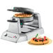 A Waring Double Belgian Waffle Maker with waffles on top.