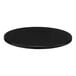 A Perfect Tables 48" black leather round table top on a white background.