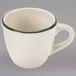 A CAC ivory china coffee cup with a black rim.