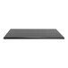 A rectangular black hammertone table top with a white background.