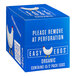 A blue and white Easy Eggs box with white text and chicken images.