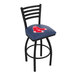 A Holland Bar Stool swivel bar stool with Boston Red Sox logo on the padded seat and ladder back.