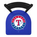 A blue Holland Bar Stool with Texas Rangers logo on the seat pad.
