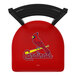 A red Holland Bar Stool with St. Louis Cardinals logo on the seat pad.