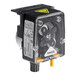 A black and yellow Main Street Equipment rinse aid pump pressure switch with a white label.