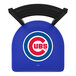 A Holland Bar Stool chair with a Chicago Cubs logo on the padded seat.