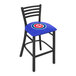 A Holland Bar Stool Chicago Cubs bar stool with a blue padded seat and logo.