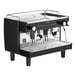 A black, silver, and glass Gaggia Vetro espresso machine.