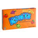 A Runts Original candy box with colorful designs and different colors of fruit flavored candy.