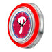 A Holland Bar Stool Philadelphia Phillies clock with a red and blue circle and white neon.
