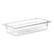 A clear Choice 1/3 size clear plastic food pan.