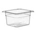 A clear plastic Choice 1/6 size food pan.