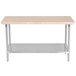 Advance Tabco H2S-365 Wood Top Work Table with Stainless Steel Base and Undershelf - 36" x 60" Main Thumbnail 1