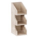 A white-washed pine wood Cal-Mil condiment organizer with three shelves.