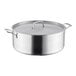 A Vigor SS3 Series stainless steel stock pot with a lid.