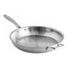 A close-up of a Vigor SS3 Series stainless steel frying pan with a helper handle.