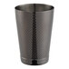 A Barfly black metal cocktail shaker with a textured pattern.