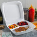 Dart 110HT3 10" x 9 1/2" x 3 1/2" White Foam 3 Compartment Hinged Lid Container - 200/Case Main Thumbnail 1