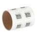 A roll of white paper with black and white customizable round vinyl labels.