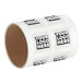 A roll of white vinyl labels with customizable black text.