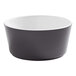 An American Metalcraft Unity graphite melamine bowl with a black and white design.