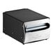 A black and silver Dixie countertop napkin dispenser with a chrome faceplate.