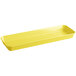 A yellow rectangular Cambro market pan with a handle.