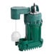 A green Zoeller M73 submersible pump with a white cap.