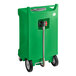 A green HDPE rectangular PourAway Cadet liquids disposal receptacle with wheels.