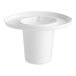A white plastic flat bottom cone holder with holes.